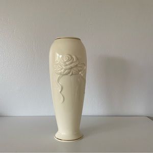 Vintage Lenox Bud Vase. Embossed Roses. Gold rim.